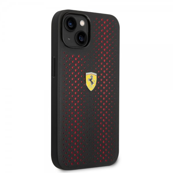Ferrari iPhone 14 Plus Kuori Logo Rei'itetty Punainen