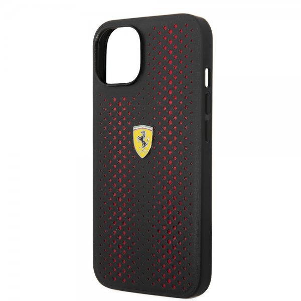 Ferrari iPhone 14 Plus Kuori Logo Rei'itetty Punainen