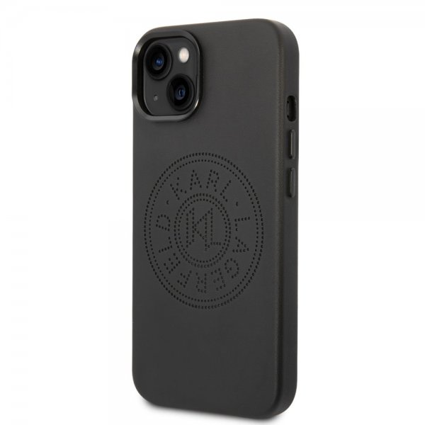 Karl Lagerfeld iPhone 14 Plus -suojakuori logolla, rei'itetty, musta