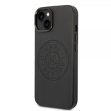 Karl Lagerfeld iPhone 14 Plus -suojakuori logolla, rei'itetty, musta