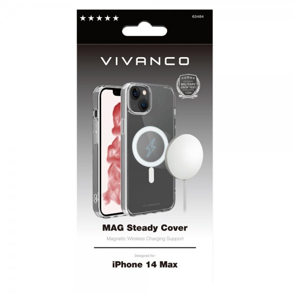 Vivanco iPhone 14 Plus -kuori Mag Steady, läpinäkyvä