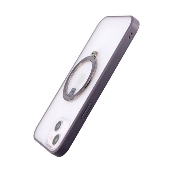 Rvelon iPhone 14 Plus -kuori, pyörivä MagSafe-jalusta, violetti