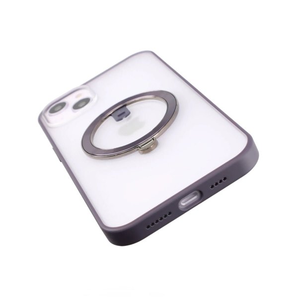 Rvelon iPhone 14 Plus -kuori, pyörivä MagSafe-jalusta, violetti