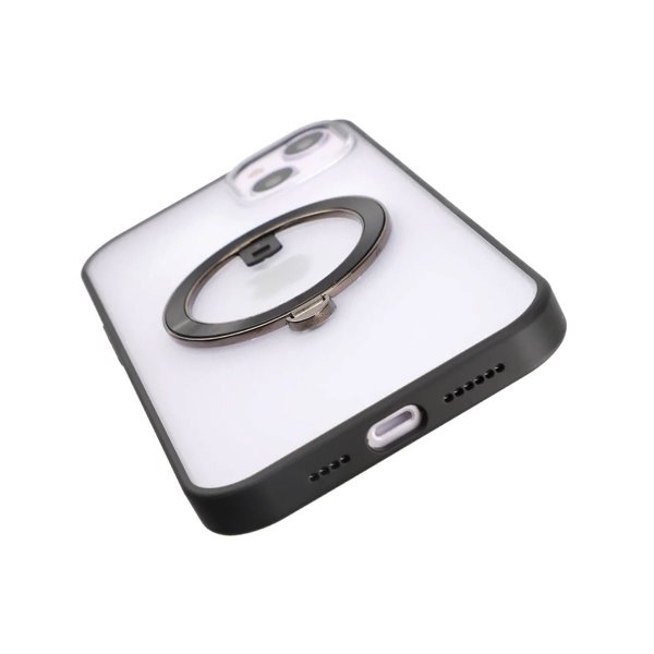 Rvelon iPhone 14 Plus -kuori, kierrettävä MagSafe-teline, musta