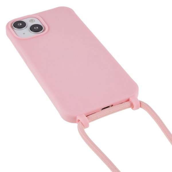 iPhone 14 Plus -kuoret hihnalla, pinkki