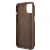Guess iPhone 14 Plus Kuori Metal Plate Logo MagSafe Ruskea