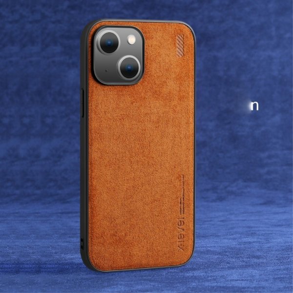 X-Level iPhone 14 Plus kuori mokkanahkatekstuuri ruskea