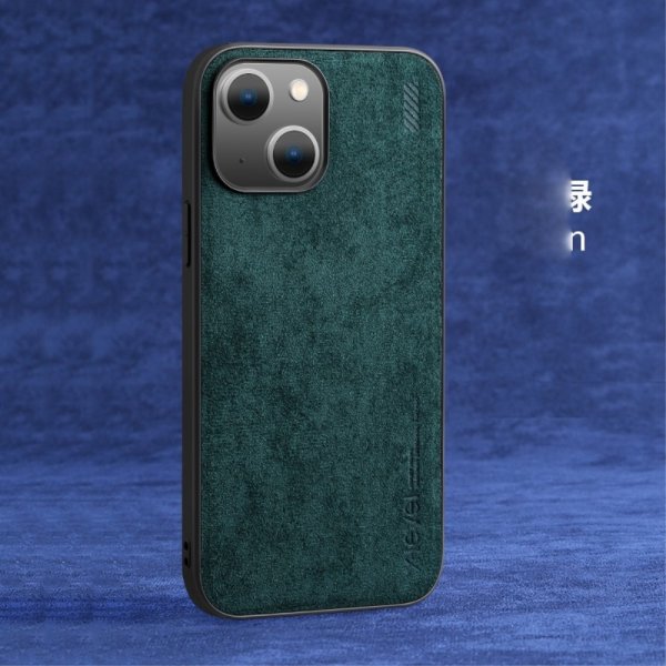 X-Level iPhone 14 Plus -suojakuori tekonahkatekstuurilla, vihreä