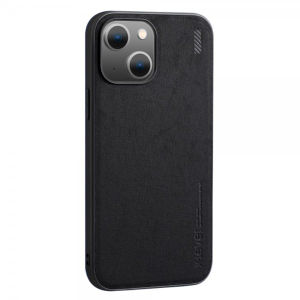 X-Level iPhone 14 Plus Kuori Mokkanahkatekstuuri Musta
