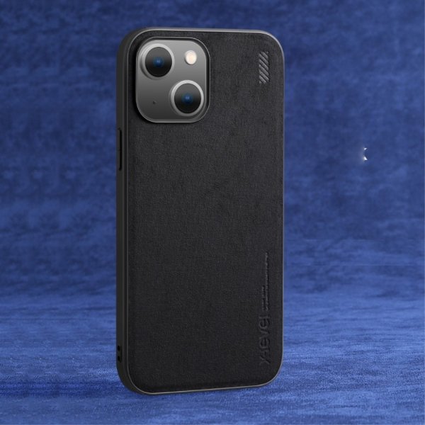 X-Level iPhone 14 Plus Kuori Mokkanahkatekstuuri Musta