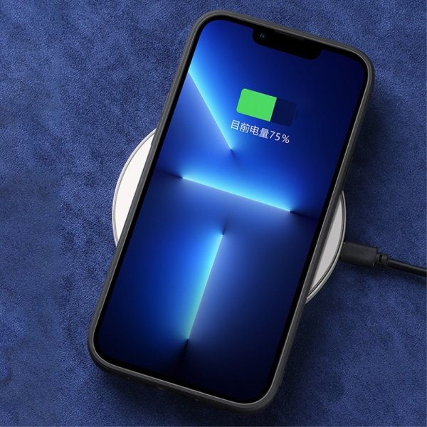 X-Level iPhone 14 Plus Kuori Mokkanahkatekstuuri Musta