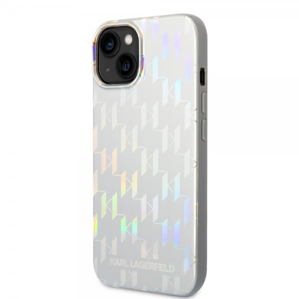 Karl Lagerfeld iPhone 14 Plus -suojakuori Monogram Iridescent Silver