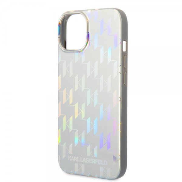 Karl Lagerfeld iPhone 14 Plus -suojakuori Monogram Iridescent Silver