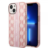 Karl Lagerfeld iPhone 14 Plus Kuori Monogram Vertical Stripe Pink