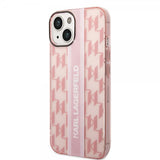 Karl Lagerfeld iPhone 14 Plus Kuori Monogram Vertical Stripe Pink