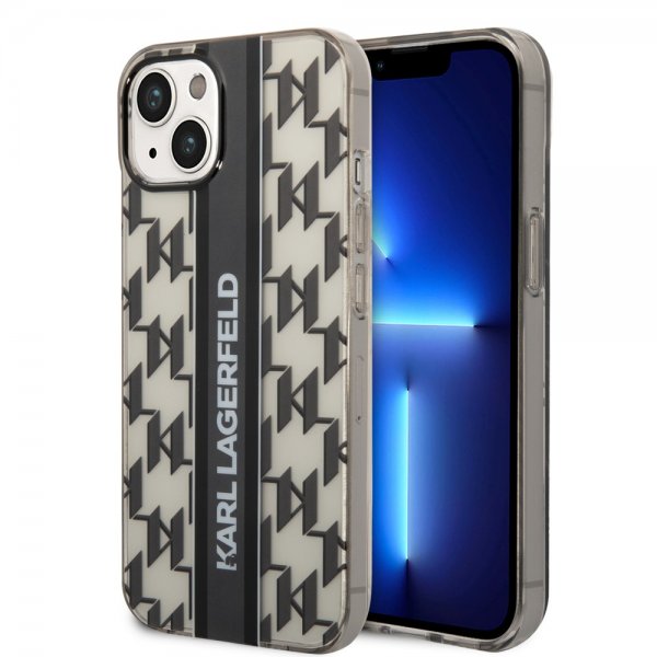 Karl Lagerfeld iPhone 14 Plus -suojakuori Monogram Vertical Stripe Musta