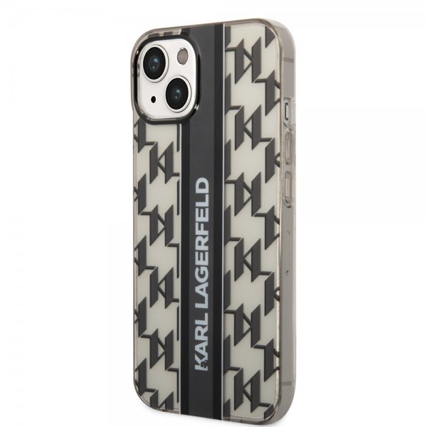 Karl Lagerfeld iPhone 14 Plus -suojakuori Monogram Vertical Stripe Musta