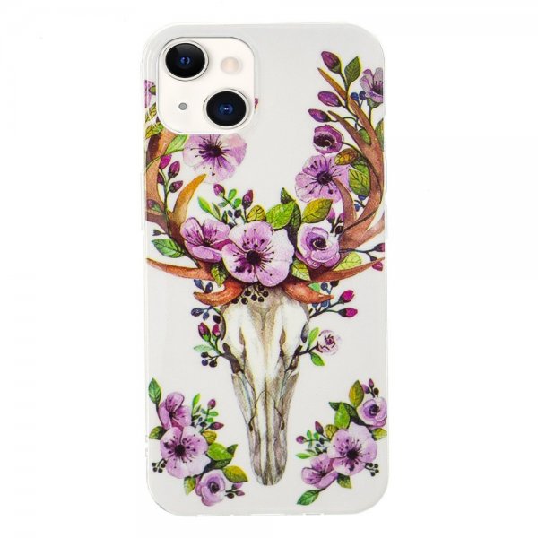 iPhone 14 Plus -kuoret Kukka- ja Peurakuviolla