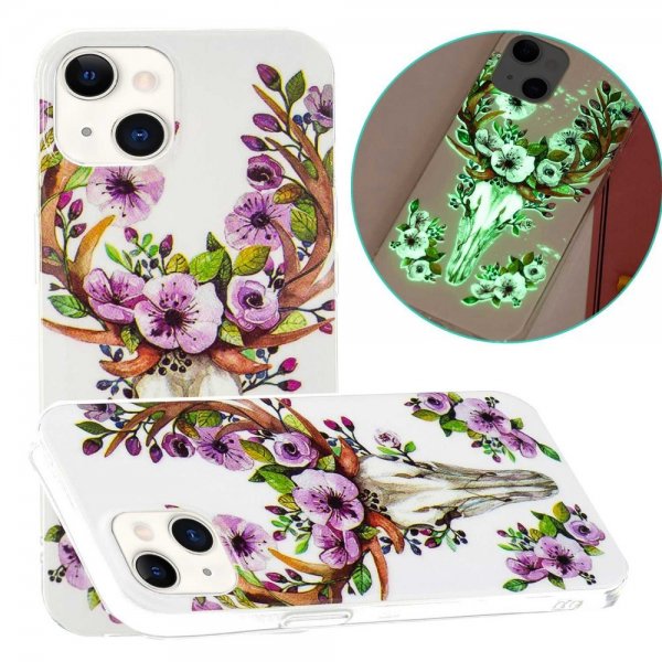 iPhone 14 Plus -kuoret Kukka- ja Peurakuviolla