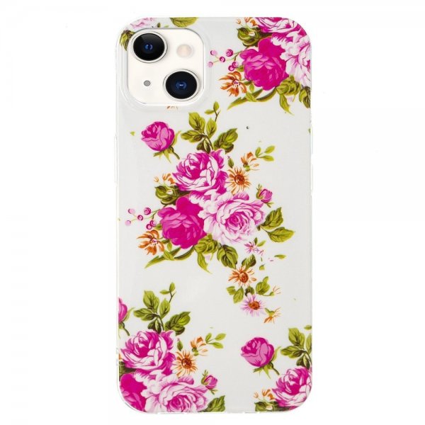 iPhone 14 Plus -kuoret, vaaleanpunainen ruusukuvio