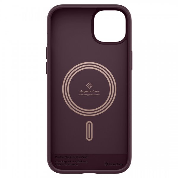 Caseology iPhone 14 Plus -suojakuori Parallax Mag Burgundy Bean