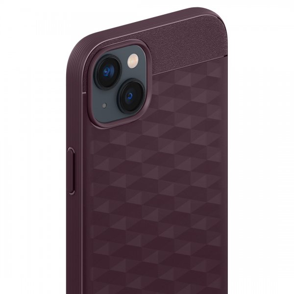 Caseology iPhone 14 Plus -suojakuori Parallax Mag Burgundy Bean
