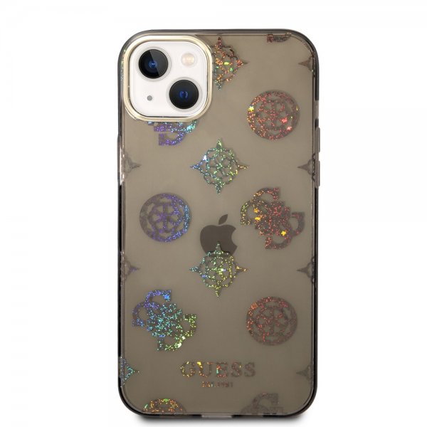 Guess iPhone 14 Plus Kuori Peony Glitter Musta