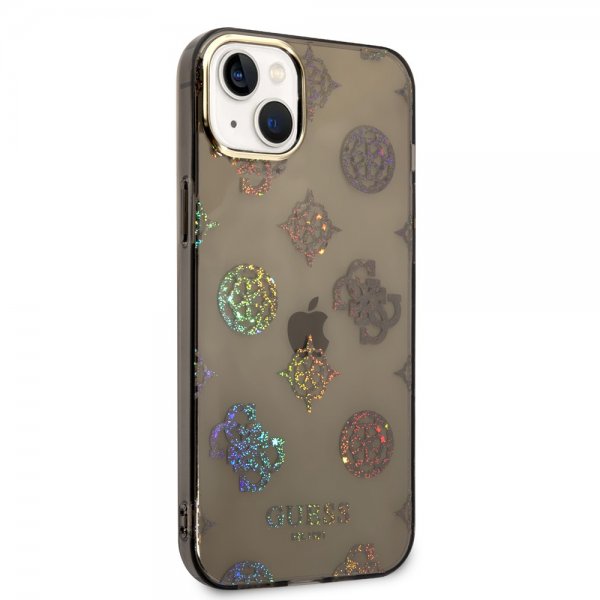 Guess iPhone 14 Plus Kuori Peony Glitter Musta