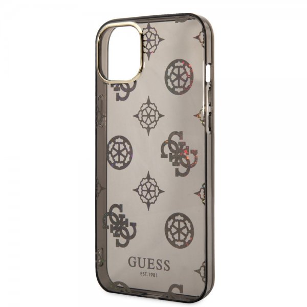 Guess iPhone 14 Plus Kuori Peony Glitter Musta