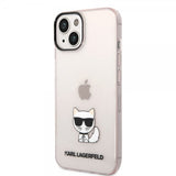 Karl Lagerfeld iPhone 14 Plus -suojakuori Printed Choupette Transparent Pink