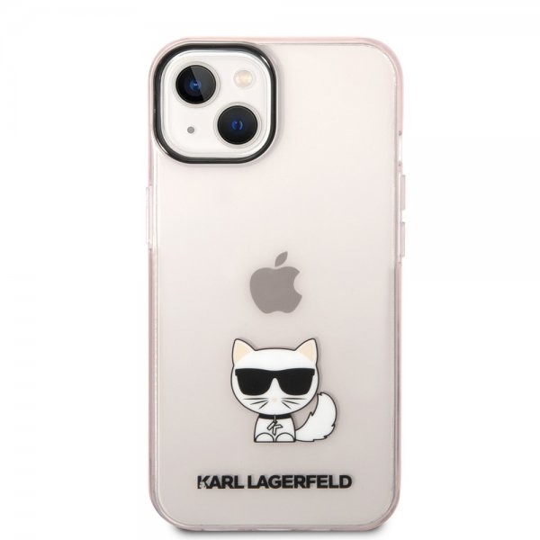 Karl Lagerfeld iPhone 14 Plus -suojakuori Printed Choupette Transparent Pink