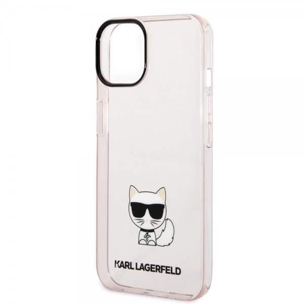 Karl Lagerfeld iPhone 14 Plus -suojakuori Printed Choupette Transparent Pink