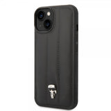 Karl Lagerfeld iPhone 14 Plus -kuori Quilted Nylon Puffy Case Ikonik Pin Musta