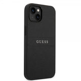 Guess iPhone 14 Plus -suojakuori Saffiano Metal Logo Stripes Musta