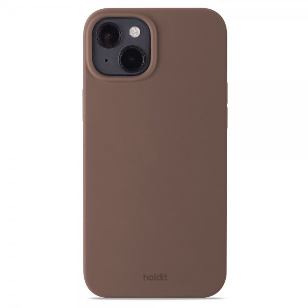 holdit iPhone 14 Plus -silikonikuori, tummanruskea