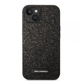 Karl Lagerfeld iPhone 14 Plus -suojakuori Solid Glitter Plaque Logo Musta