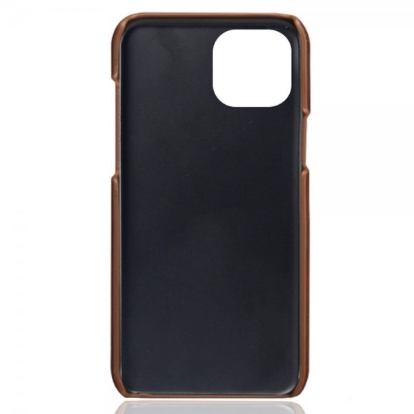 iPhone 14 Plus -suojakuori, jossa kaksi korttipaikkaa, tummanruskea