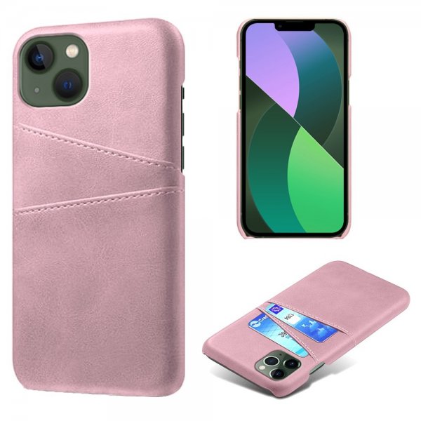 iPhone 14 Plus -kuori, kaksi korttipaikkaa, ruusukulta