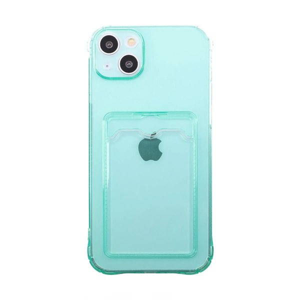 iPhone 14 Plus -kuori, korttipidike, iskunkestävä, vihreä