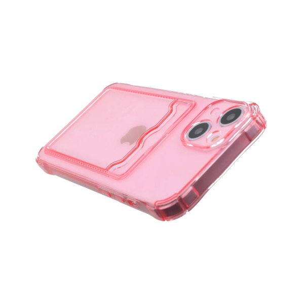 iPhone 14 Plus -kuoret korttipidikkeellä, iskunkestävät, vaaleanpunainen