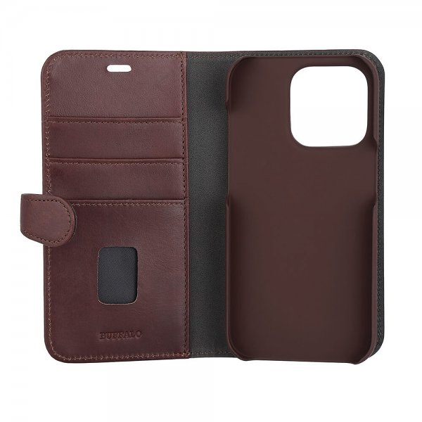 Buffalo iPhone 14 Pro suojakuori 2-in-1 Irrotettava Lompakko Ruskea