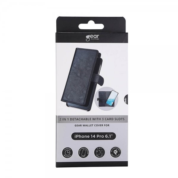 Gear iPhone 14 Pro Suojakuori 2-in-1 Irrotettava 3 korttipaikalla Musta