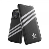 Adidas iPhone 14 Pro -kotelo 3 Stripes Booklet Case musta valkoinen