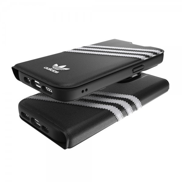 Adidas iPhone 14 Pro -kotelo 3 Stripes Booklet Case musta valkoinen