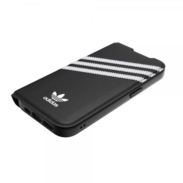 Adidas iPhone 14 Pro -kotelo 3 Stripes Booklet Case musta valkoinen
