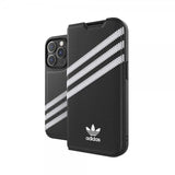 Adidas iPhone 14 Pro -kotelo 3 Stripes Booklet Case musta valkoinen