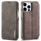 Lc.Imeeke iPhone 14 Pro Flip-suojakotelo, tummanruskea