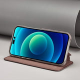 Lc.Imeeke iPhone 14 Pro Flip-suojakotelo, tummanruskea
