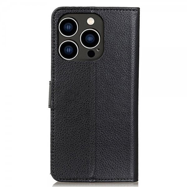 iPhone 14 Pro -suojakuori litsi-nahkaa, musta