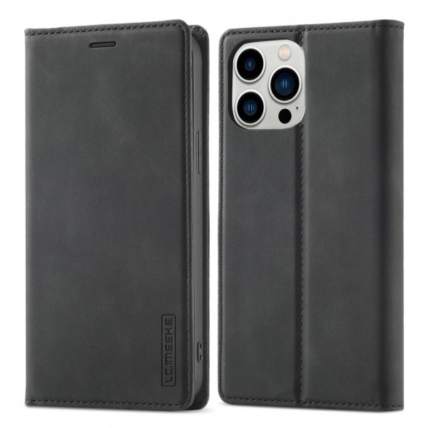 Lc.Imeeke iPhone 14 Pro Suojakotelo Korttipaikalla Flip Musta